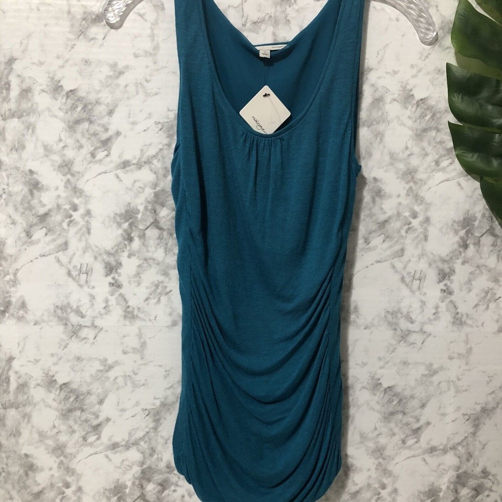 Halogen Sleeveless Blouse Womens Size Small Scoop Neck Green Torques Tunic Top